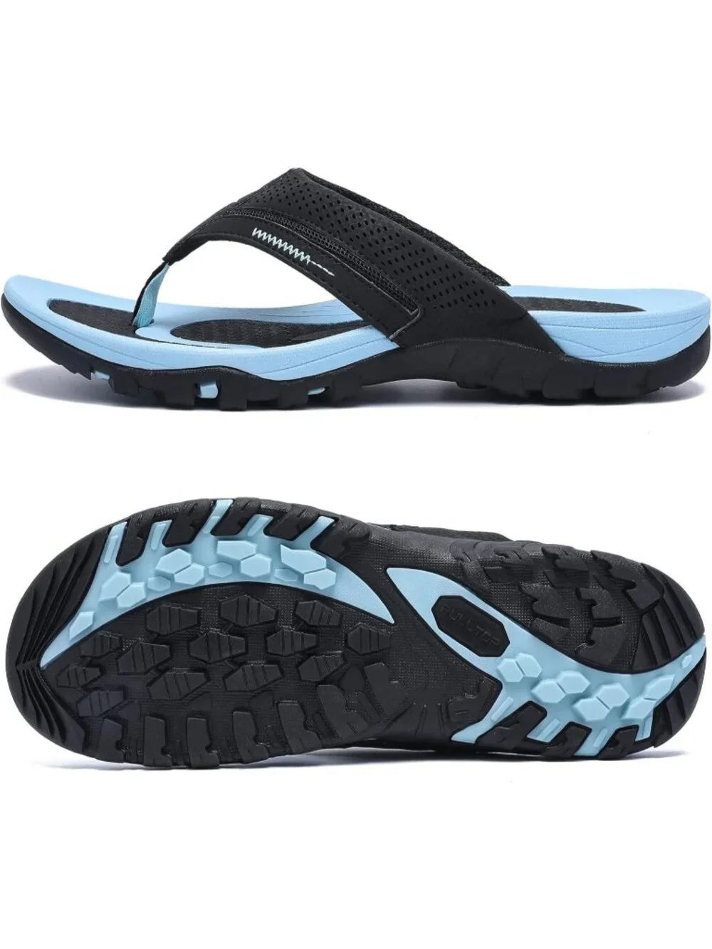 Men's Black&Blue Flip-flops Thongs Sandals Durable Comfort Slippers For Casual